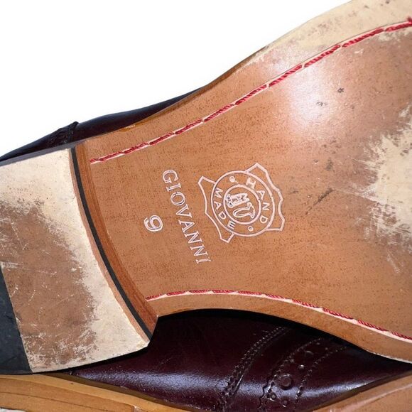 Giovanni Baron Monk Strap Wingtip Loafers Burgundy Leather Men's 9 - Picture 9 of 12